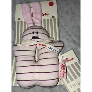 Kathe Kruse Baby Pink Organic Cloth Bunny Ring Rattle